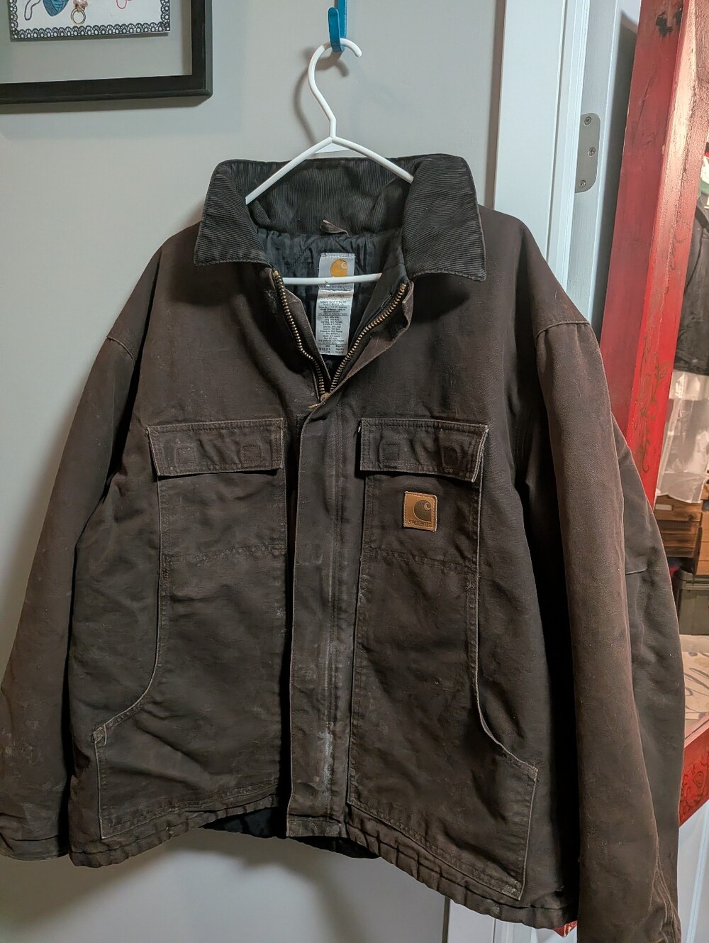 Vintage 1990's Men's Carhartt Dark Brown Distressed Work Jacket 2XL R